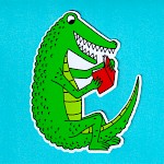 Dave Hankins - Alligator Reading a Zine Sticker